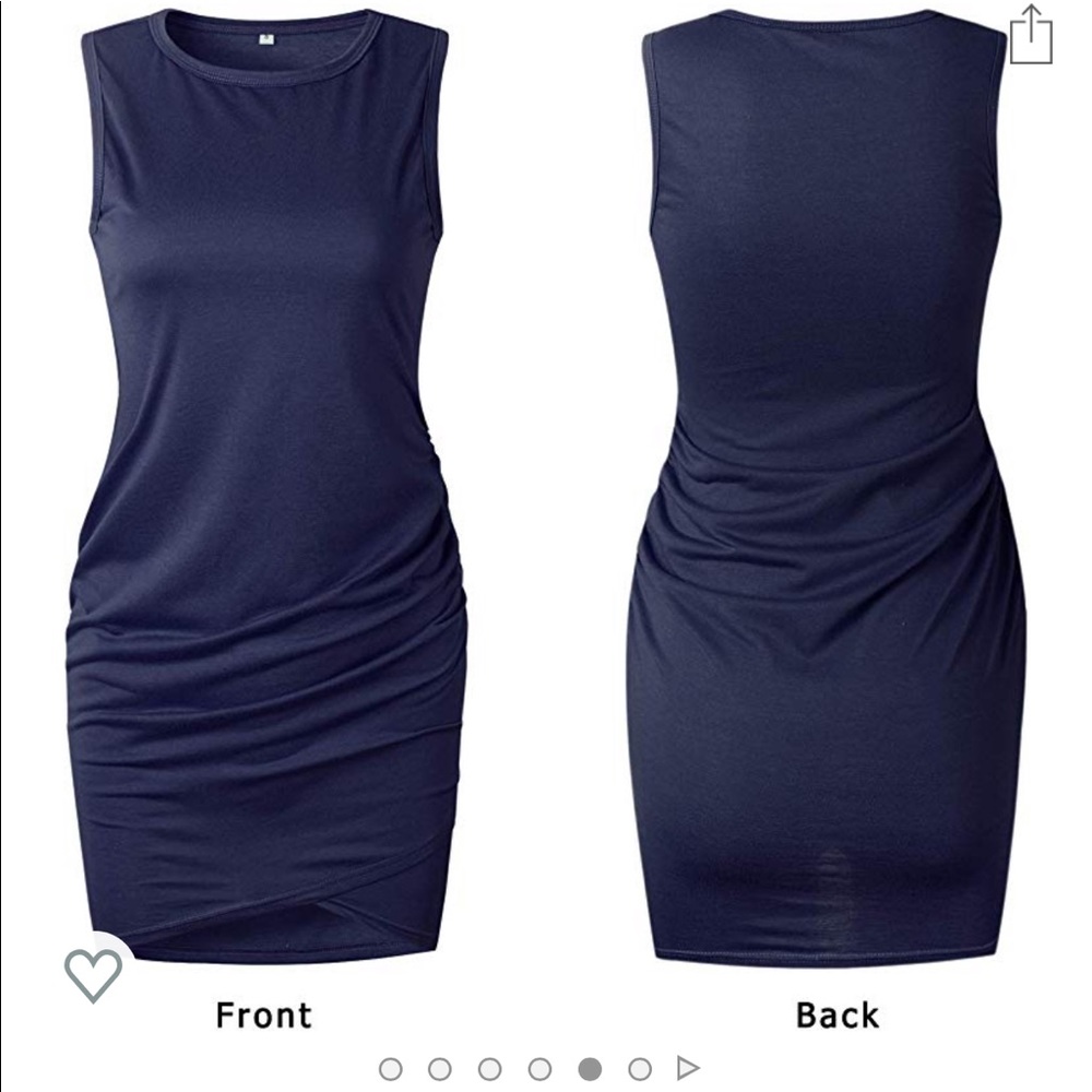 Casual Crew Neck Ruched Stretchy Bodycon Dress - Picture 2 of 4